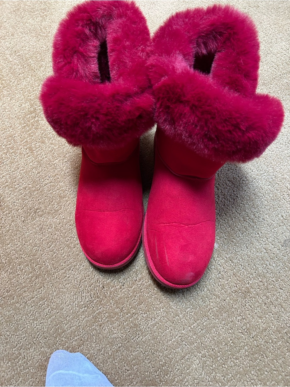 Juicy Couture Plush Fur Cuff Winter Boots - Red